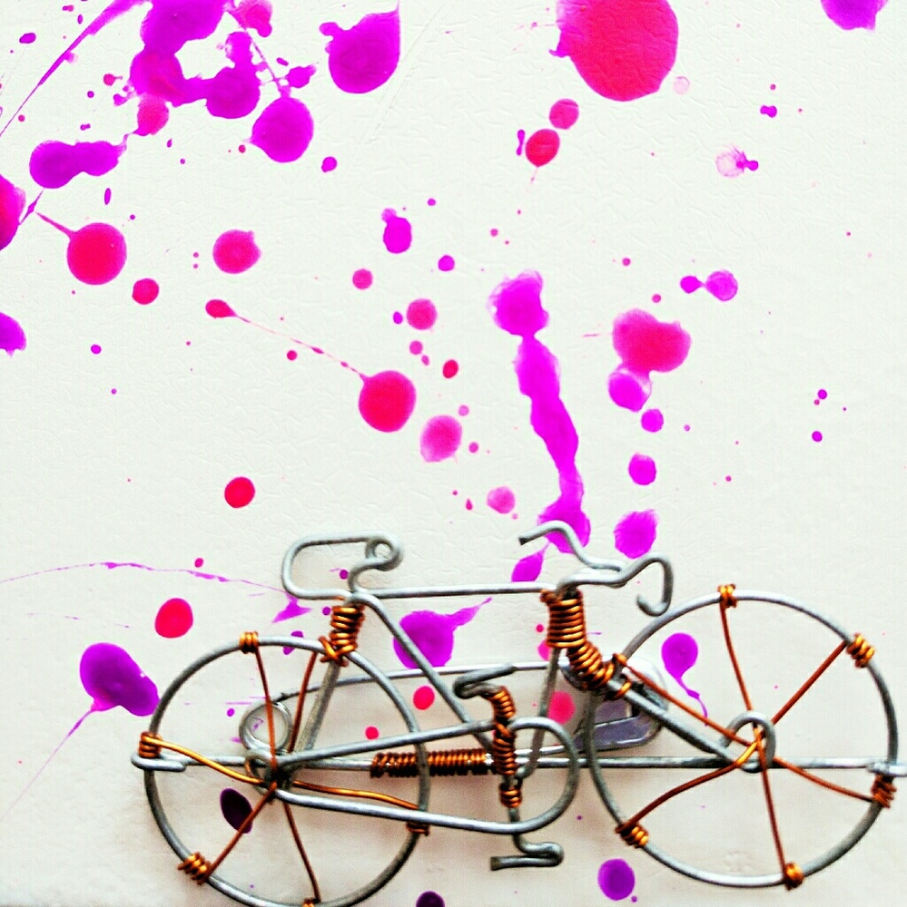 Handmade wire recycled bike pin